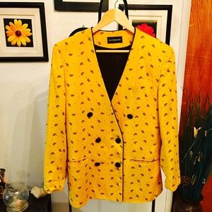 Vintage yellow & black Paisley blazer size 12